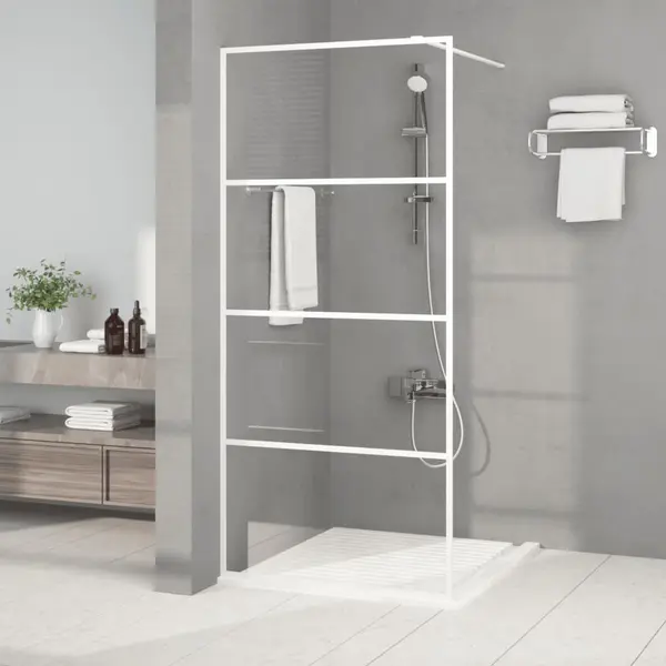 Gossi paravan dus walk-in, alb, 90x195 cm, sticla esg transparenta