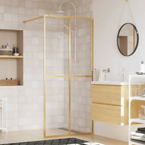 Gossi paravan dus walk-in, auriu, 80x195 cm, sticla esg transparenta
