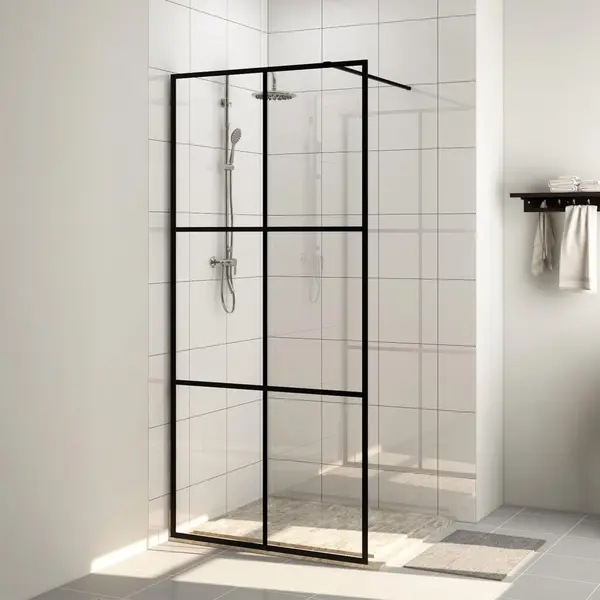 Gossi paravan dus walk-in, negru, 100x195 cm, sticla esg transparenta