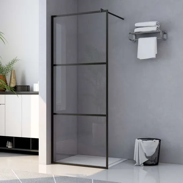 Gossi paravan dus walk-in, negru, 80x195 cm, sticla esg transparenta