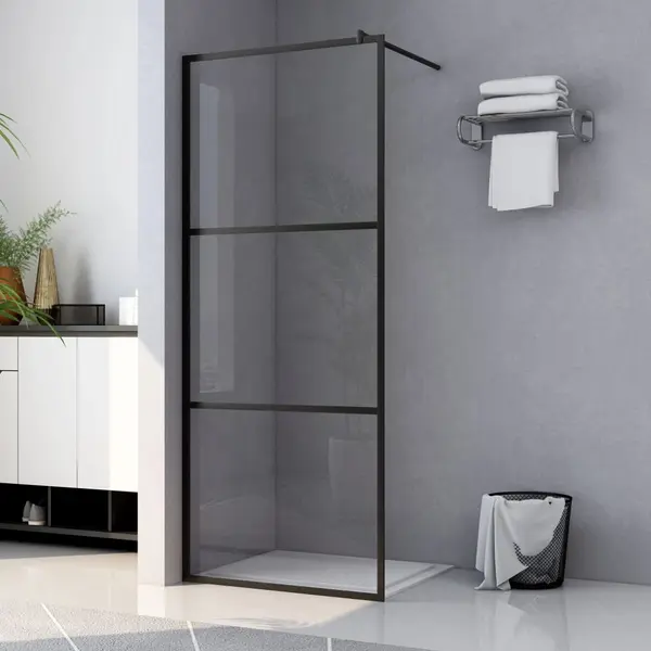 Gossi paravan dus walk-in, negru, 90x195 cm, sticla esg transparenta