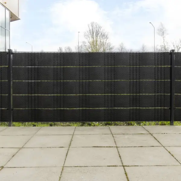 Gossi paravane pentru balcon, 5 buc., negru, 255x19 cm, poliratan