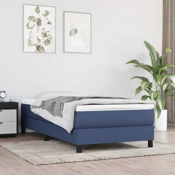 Gossi pat box spring cu saltea, albastru, 100x200 cm, textil
