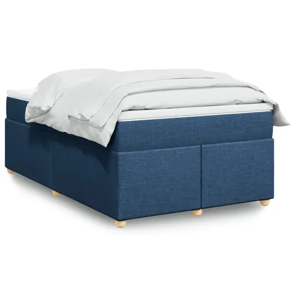 Gossi pat box spring cu saltea, albastru, 120x190 cm, material textil