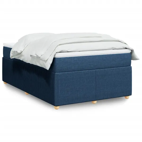 Gossi pat box spring cu saltea, albastru, 120x190 cm, material textil