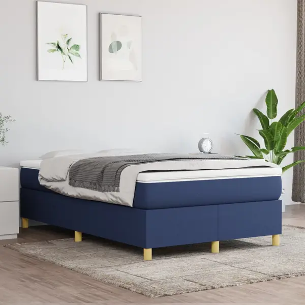 Gossi pat box spring cu saltea, albastru, 120x200 cm, textil