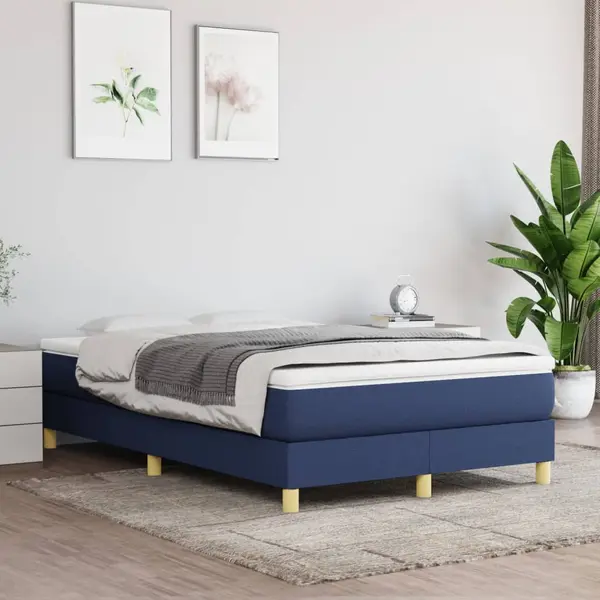 Gossi pat box spring cu saltea, albastru, 120x200 cm, textil