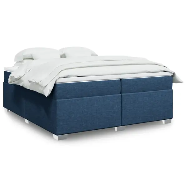 Gossi pat box spring cu saltea, albastru, 200x200 cm, textil