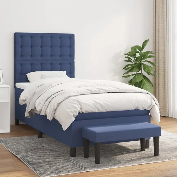 Gossi pat box spring cu saltea, albastru, 80x200 cm, textil