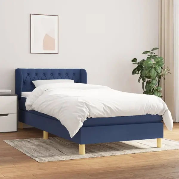 Gossi pat box spring cu saltea, albastru, 80x200 cm, textil