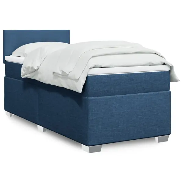 Gossi pat box spring cu saltea, albastru, 80x200 cm, textil