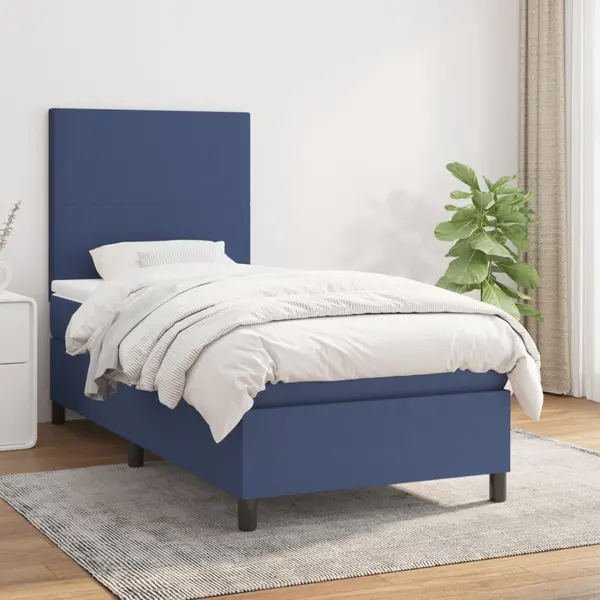 Gossi pat box spring cu saltea, albastru, 80x200 cm, textil