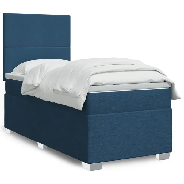 Gossi pat box spring cu saltea, albastru, 80x200 cm, textil