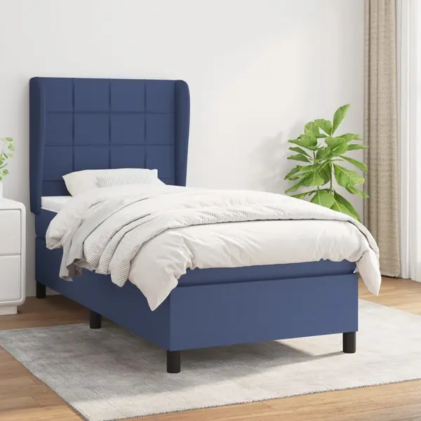 Gossi pat box spring cu saltea, albastru, 80x200 cm, textil