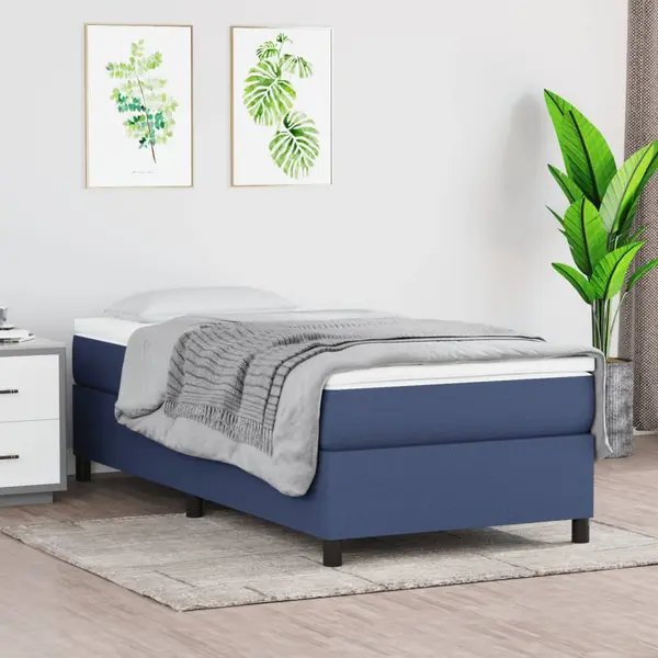 Gossi pat box spring cu saltea, albastru, 80x200 cm, textil