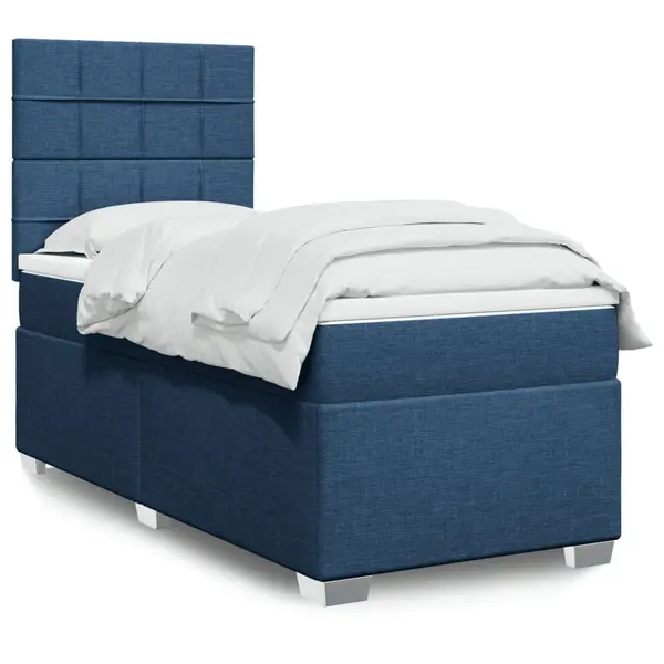 Gossi pat box spring cu saltea, albastru, 80x200 cm, textil