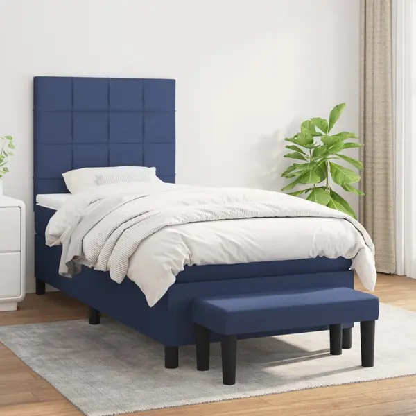 Gossi pat box spring cu saltea, albastru, 80x200 cm, textil