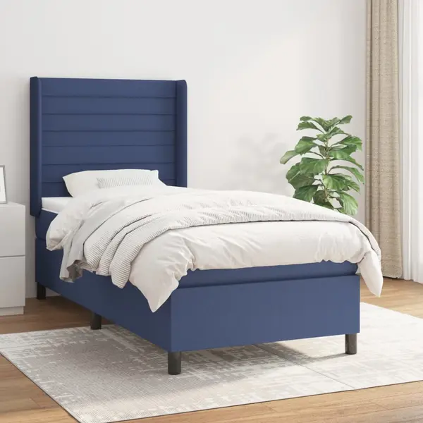 Gossi pat box spring cu saltea, albastru, 80x200 cm, textil