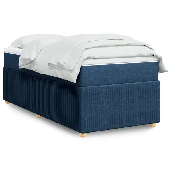 Gossi pat box spring cu saltea, albastru, 90x190 cm, textil