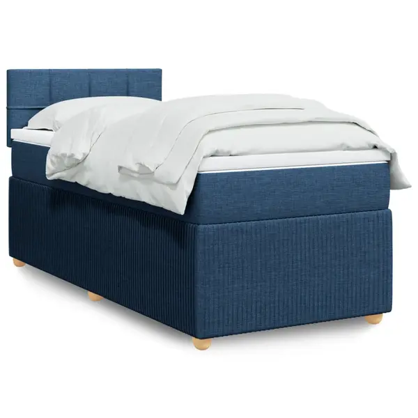 Gossi pat box spring cu saltea, albastru, 90x200 cm, textil