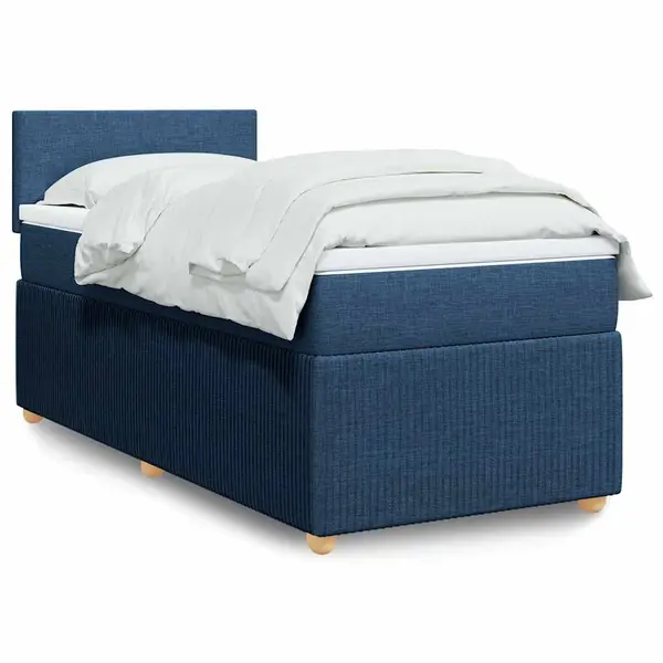 Gossi pat box spring cu saltea, albastru, 90x200 cm, textil