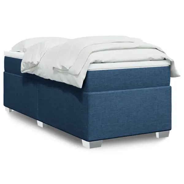 Gossi pat box spring cu saltea, albastru, 90x200 cm, textil