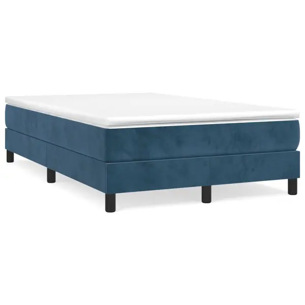 Gossi pat box spring cu saltea, albastru inchis, 120x190 cm, catifea