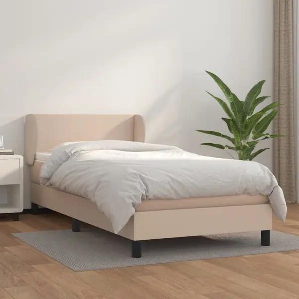 Gossi pat box spring cu saltea, cappuccino, 100x200cm piele ecologica
