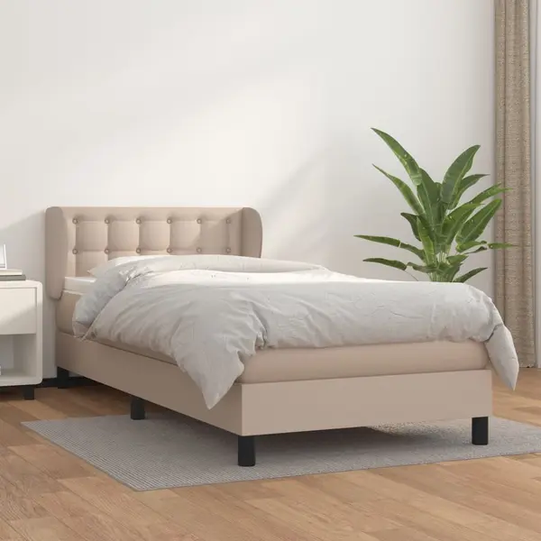 Gossi pat box spring cu saltea, cappuccino, 100x200cm piele ecologica