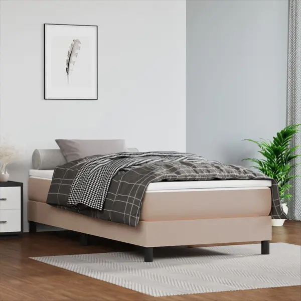 Gossi pat box spring cu saltea, cappuccino, 100x200cm piele ecologica