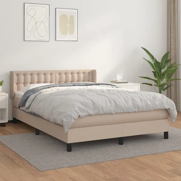 Gossi pat box spring cu saltea, cappuccino, 140x190cm piele ecologica
