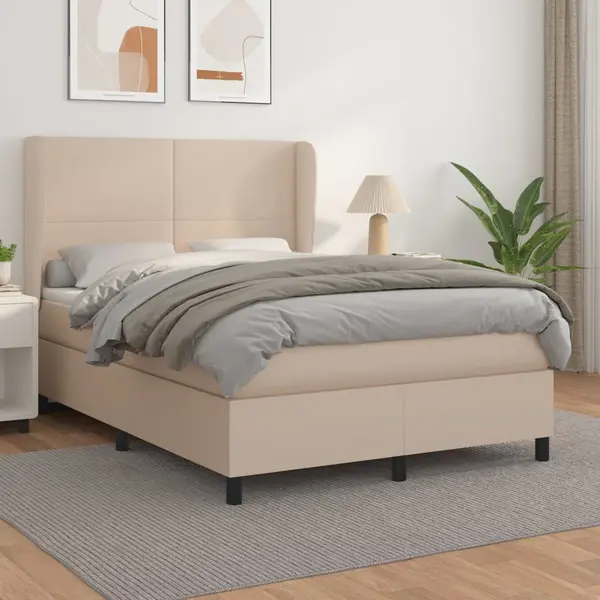 Gossi pat box spring cu saltea, cappuccino, 140x190cm piele ecologica