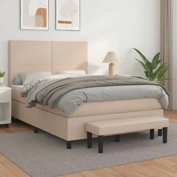 Gossi pat box spring cu saltea, cappuccino, 140x200cm piele ecologica