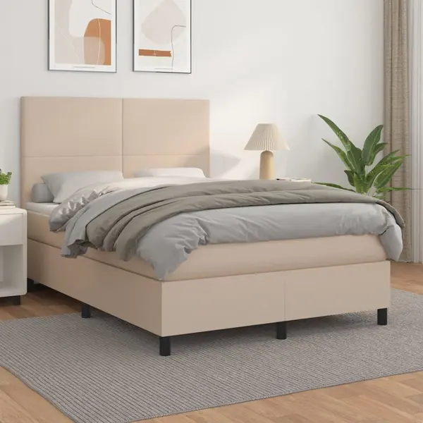 Gossi pat box spring cu saltea, cappuccino, 140x200cm piele ecologica