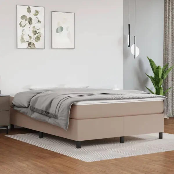 Gossi pat box spring cu saltea, cappuccino, 140x200cm piele ecologica