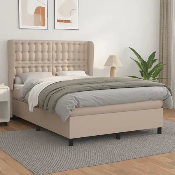 Gossi pat box spring cu saltea, cappuccino, 140x200cm piele ecologica