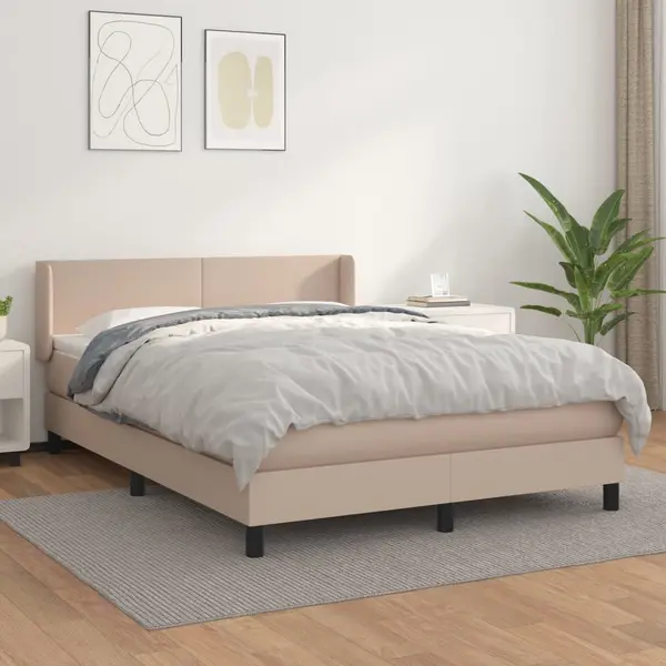 Gossi pat box spring cu saltea, cappuccino, 140x200cm piele ecologica