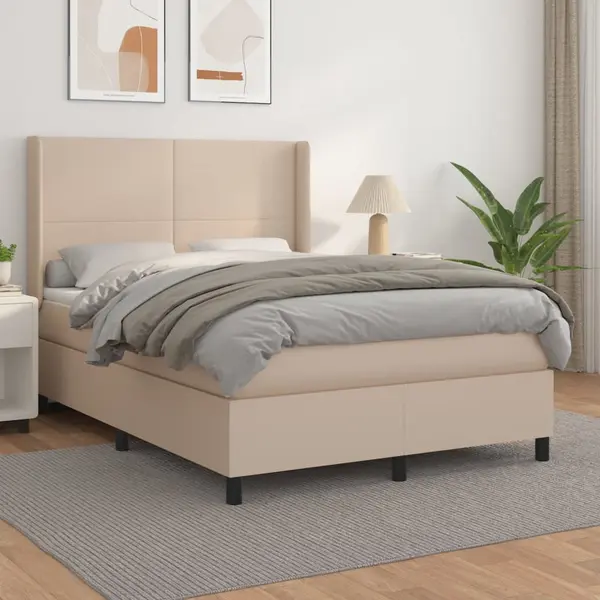 Gossi pat box spring cu saltea, cappuccino, 140x200cm piele ecologica