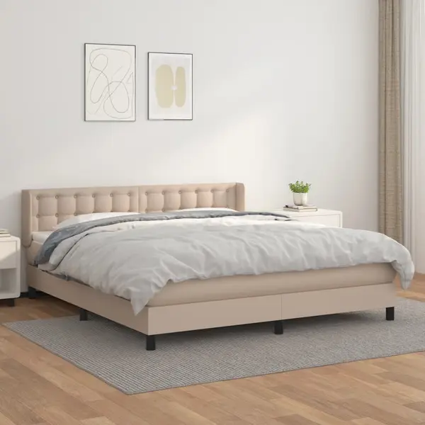 Gossi pat box spring cu saltea, cappuccino, 180x200cm piele ecologica