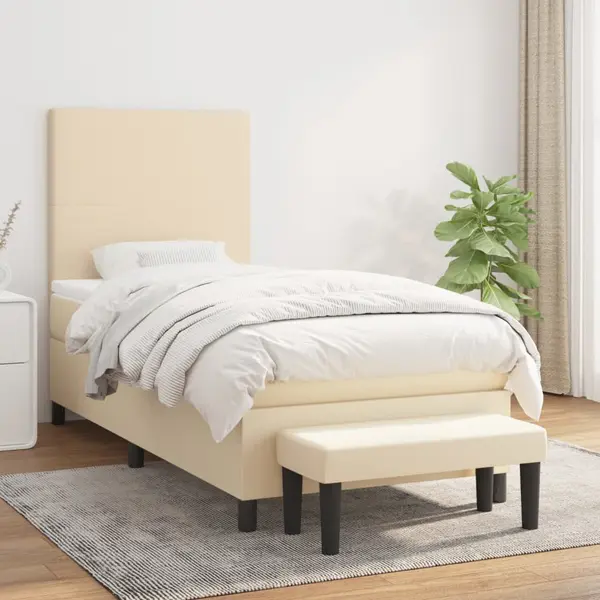Gossi pat box spring cu saltea, crem, 100x200 cm, textil