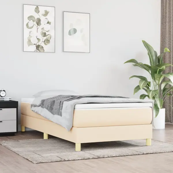 Gossi pat box spring cu saltea, crem, 100x200 cm, textil
