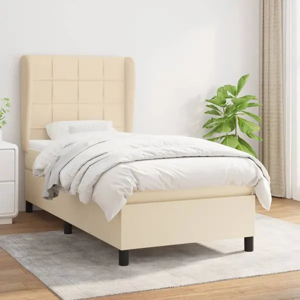 Gossi pat box spring cu saltea, crem, 100x200 cm, textil