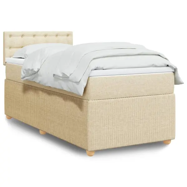 Gossi pat box spring cu saltea, crem, 100x200 cm, textil