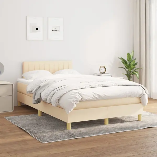Gossi pat box spring cu saltea, crem, 120x200 cm, textil