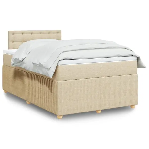 Gossi pat box spring cu saltea, crem, 120x200 cm, textil