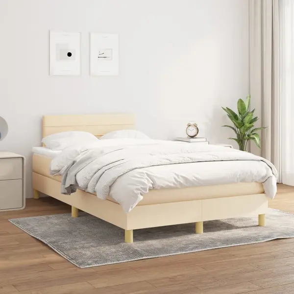 Gossi pat box spring cu saltea, crem, 120x200 cm, textil
