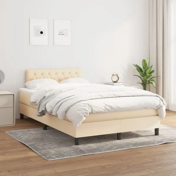 Gossi pat box spring cu saltea, crem, 120x200 cm, textil