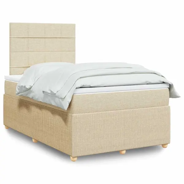Gossi pat box spring cu saltea, crem, 120x200 cm, textil