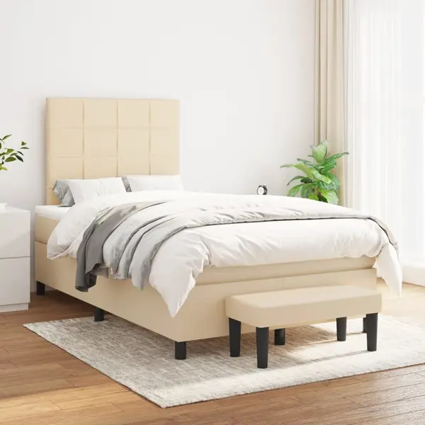 Gossi pat box spring cu saltea, crem, 120x200 cm, textil