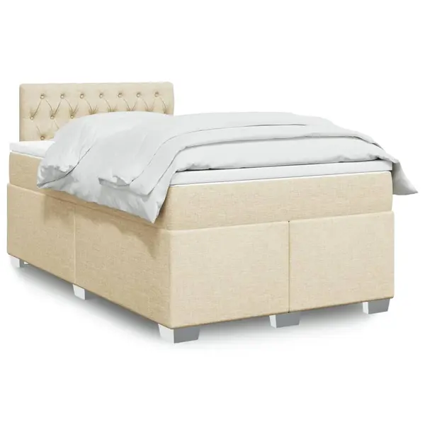 Gossi pat box spring cu saltea, crem, 120x200 cm, textil